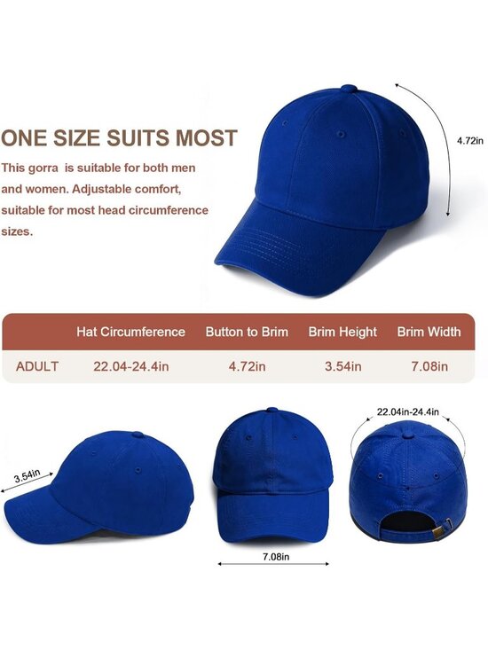 Unisex Blue Adjustable Low Profile Base Ball Cap Vintage Hat for Daily Use main image 5